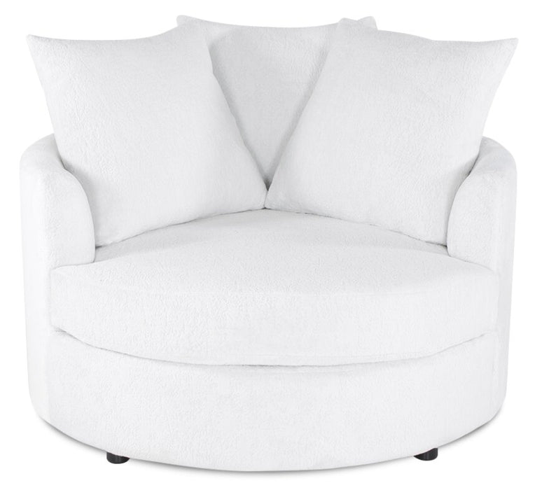 Made in Canada Grande 48\" Chenille Fabric Cuddler Accent Chair - Plush Heaven White