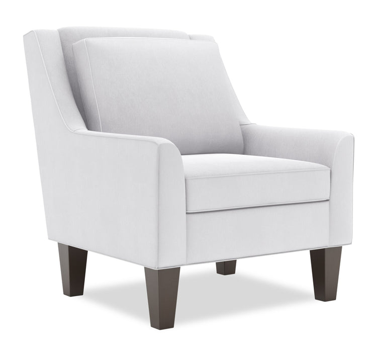 Made in Canada Sofa Lab Customizable Club 29\" Linen-Look Fabric Accent Chair with Wood Legs - Pax Ice White
