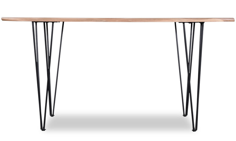Miya Dining Table with Live Edge, Acacia Wood, Metal, 60\"W - Natural