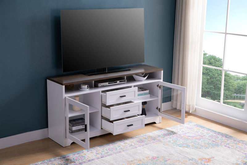 Melody 60\" TV Stand with Storage and Cable Management for TVs up to 65\"- White