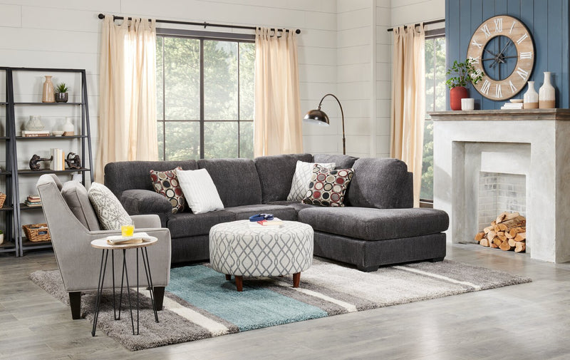 Made in Canada Sofa Lab Customizable Club 29\" Linen-Look Fabric Accent Chair with Wood Legs - Pax Slate Grey