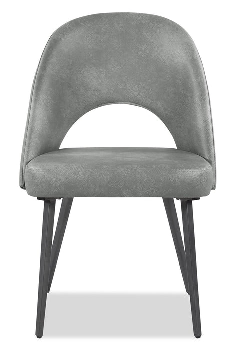 Kort & Co. Bay Dining Chair with Vegan Leather Fabric, Metal - Grey