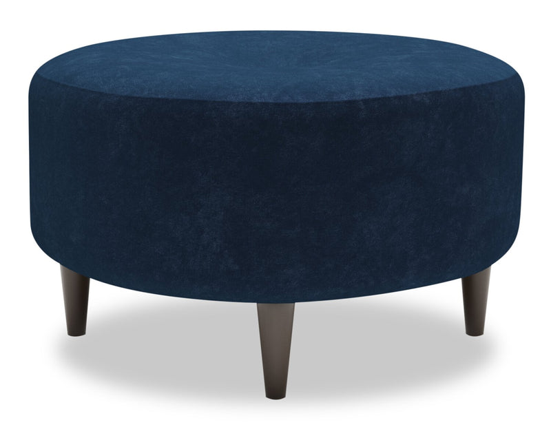 Made in Canada Customizable Sofa Lab The Curve 31\" Velvet Fabric Ottoman - Royal Blue
