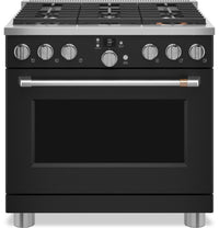 Cafe 5.7 Cu. Ft. Smart Dual Fuel Range with True European Convection and Self Clean Racks - Matte Bl… 