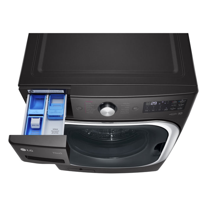 LG 6 Cu. Ft. Smart Front-Load High-Efficiency Steam Washer - Black Steel - Stackable - WM8900HBA