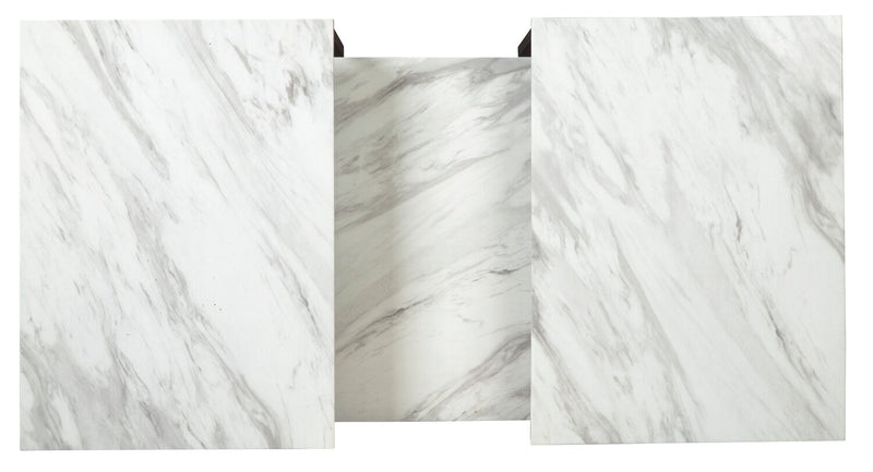 Donnesta 46\" Modern 3-Pack Coffee + 2 End Tables - Marble Look with Black Metal Frame