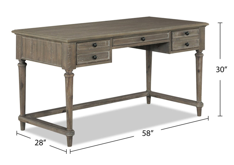 Winston 58\" Writing Office Desk with 3-Drawers - Light Brown Driftwood