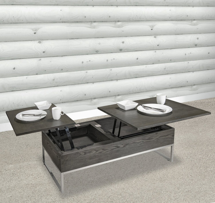 Echo 47.25\" Modern Lift Top Coffee Table with Storage - Brown with Silver Metal Legs