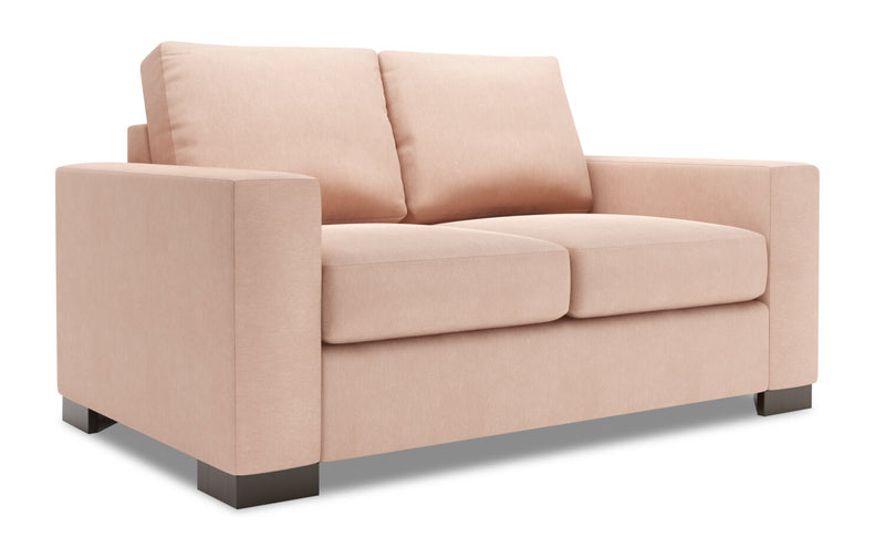 Made in Canada Customizable Sofa Lab Track  62\" Linen-Look Fabric Loveseat with Track Arms - Pax Rose Pink