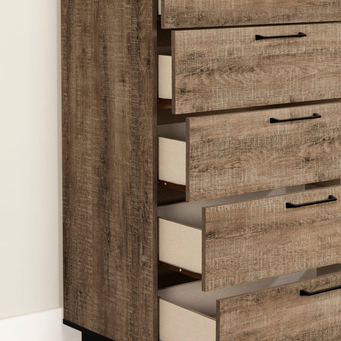 Everley Bedroom Chest of Drawers, 5-Drawer, 29\"W x 49\"H- Brown