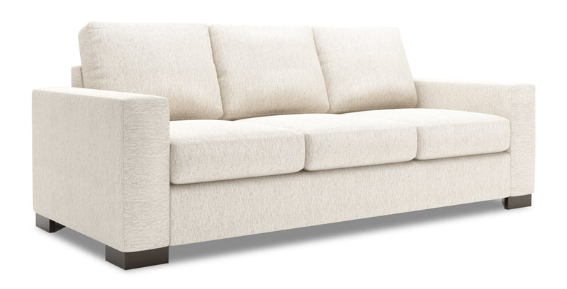 Made in Canada Customizable Sofa Lab Track 85\" Chenille Fabric Sofa Bed with Track Arms - Luxury Sand Beige