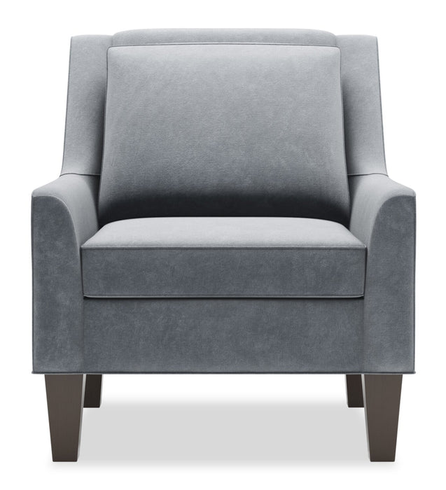 Made in Canada Sofa Lab Customizable Club 29\" Velvet Fabric Accent Chair with Wood Legs - Grey