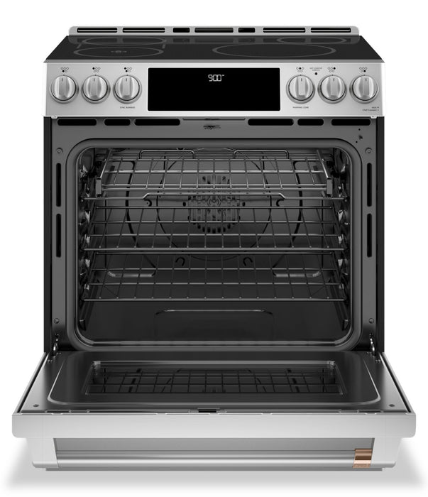 Cafe 5.7 Cu. Ft. Smart Electric Range with In Oven Camera and Cooktop Sensor - Stainless Steel - CHS90XP2MS1