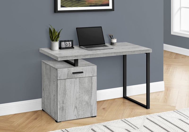 Remi 47.25\" Reversible Office Desk with Drawer & Cabinet - Grey