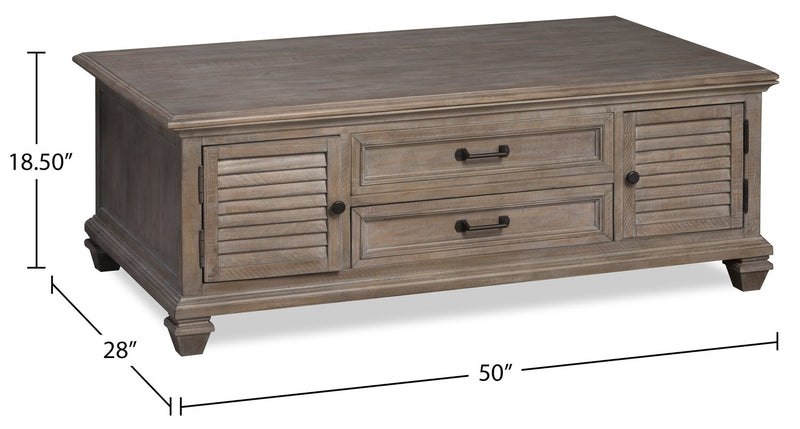 Lancaster 50\" Traditional Lift Top Coffee Table with Storage and Casters - Grey and Bronze Pine