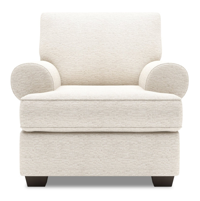 Made in Canada Sofa Lab Customizable Roll 42\" Chenille Fabric Chair with Rolled Arms - Luxury Sand Beige