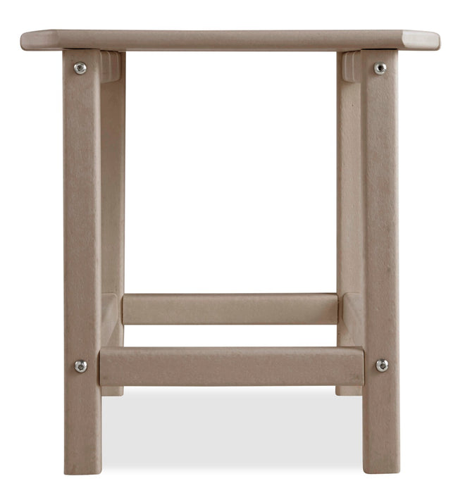 Bask Outdoor Patio End Table - 15\"W, High Density Plastic, UV & Weather Resistant - Taupe
