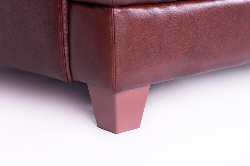 Chateau d’Ax Vita 87\" 100% Genuine Leather Sofa with Diamond Pattern Stitching and Wood Legs - Brown