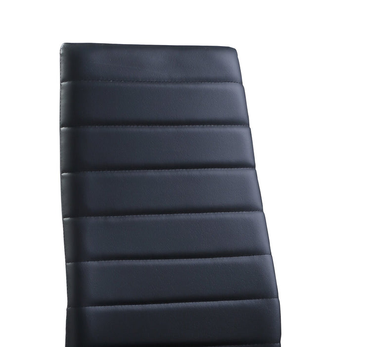 Onyx 5pc Dining Set with Table & 4 Chairs, Glass Top, Metal, 55\"W - Black