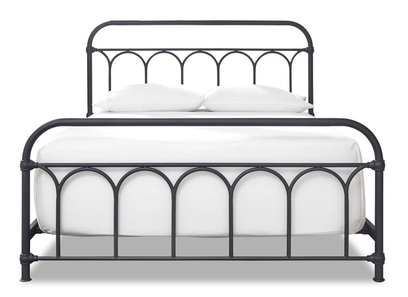 Nora Metal Bed with Headboard & Frame, Black - Queen Size