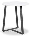 Kort & Co. Nico 22\" Modern Oval End Table - White Sinetered Stone with Dark Grey Metal Legs