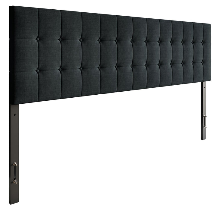 Ellis Upholstered Headboard in Charcoal Fabric, Button Tufted - King Size