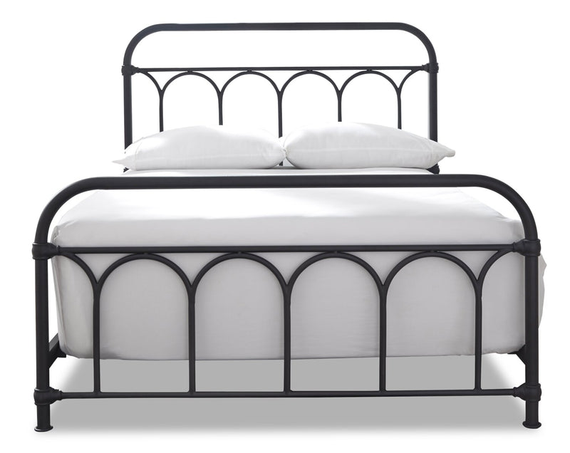 Nora Metal Bed with Headboard & Frame, Black - Full Size