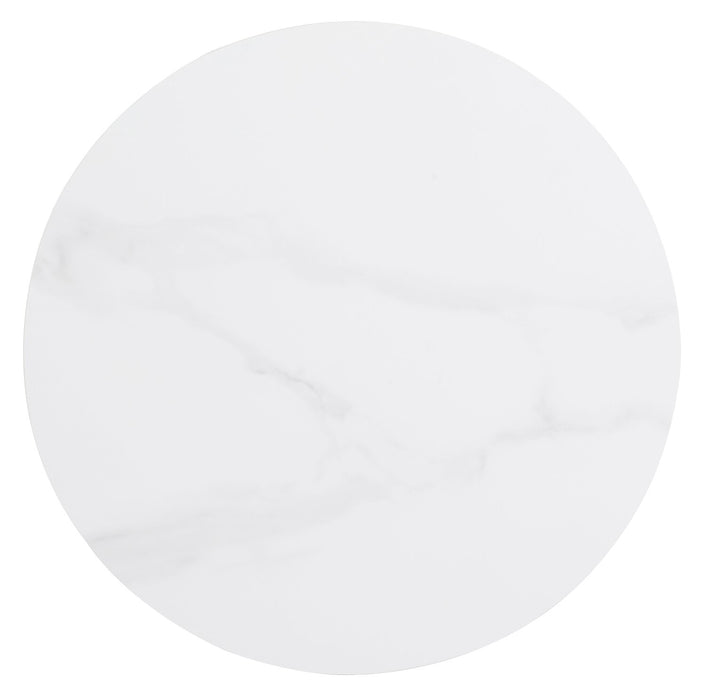 Kort & Co. Nico 22\" Modern Oval End Table - White Sinetered Stone with Dark Grey Metal Legs