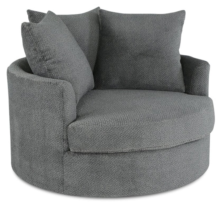 Made in Canada Grande 48\" Chenille Fabric Cuddler Accent Chair - Teddy Nightfall Grey
