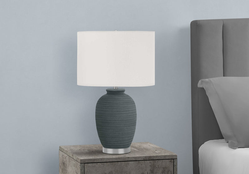24\" Blue with Silver Base Ceramic Table Lamp