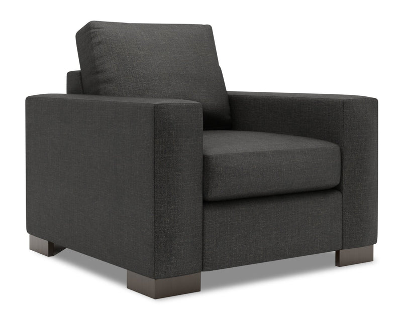 Made in Canada Sofa Lab Customizable Track 38\" Linen-Look Fabric Chair with Track Arms - Luna Kohl Grey