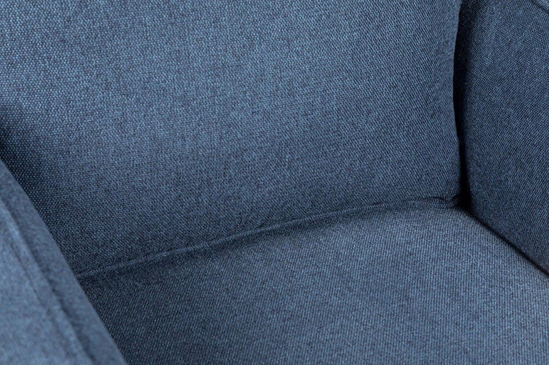 Kort & Co. Kassia 40.9\" Linen-Look Fabric Chair with Wood Base and Legs - Blue