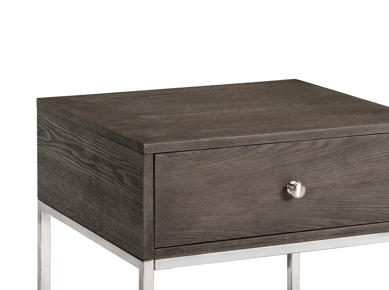 Echo 24\" Modern End Table with Storage - Brown with Silver Metal Legs