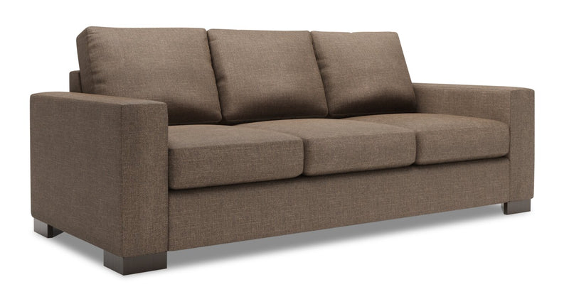 Made in Canada Customizable Sofa Lab Track 85\" Linen-Look Fabric Sofa with Track Arms - Luna Praline Brown