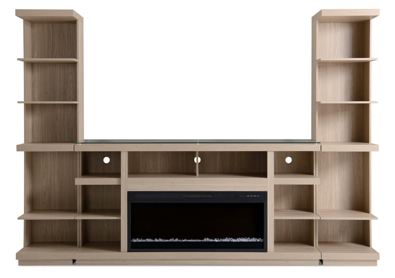 Axel 74\" 3-Piece Entertainment Centre with Electric Fireplace and Storage for TVs up to 85\"- Taupe