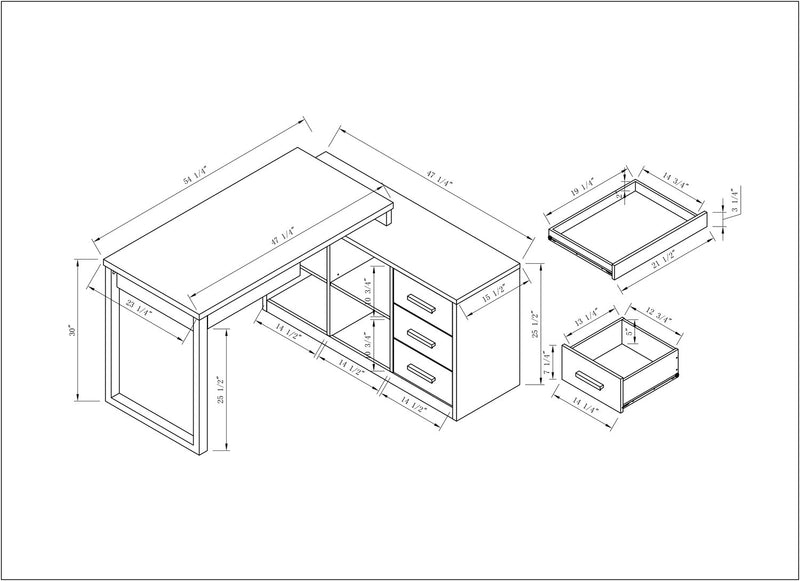Owen 55\" Reversible Corner Office Desk with 4-Drawers & Cubbies - Espresso