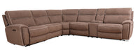 Cindy Crawford Home Newport 6-Piece Faux Suede Power Reclining Sectional with Storage Console and USB Port - Taupe 