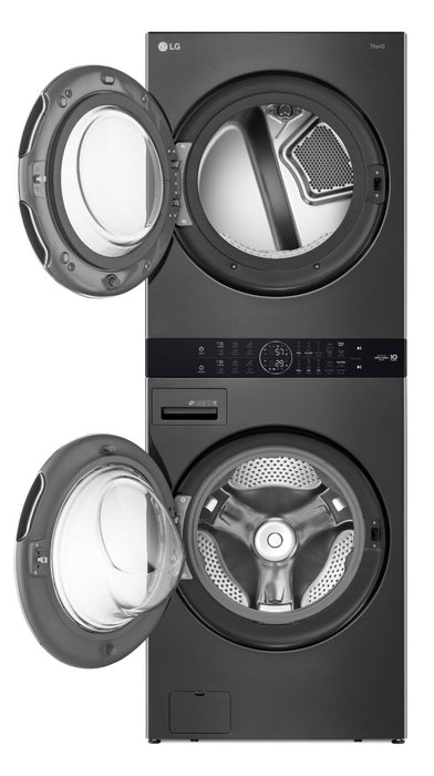 LG 5.2 Washer/7.4 Dryer Cu. Ft. Front-Load High-Efficiency Steam Washtower™ - Black Steel - WKGX201HBA