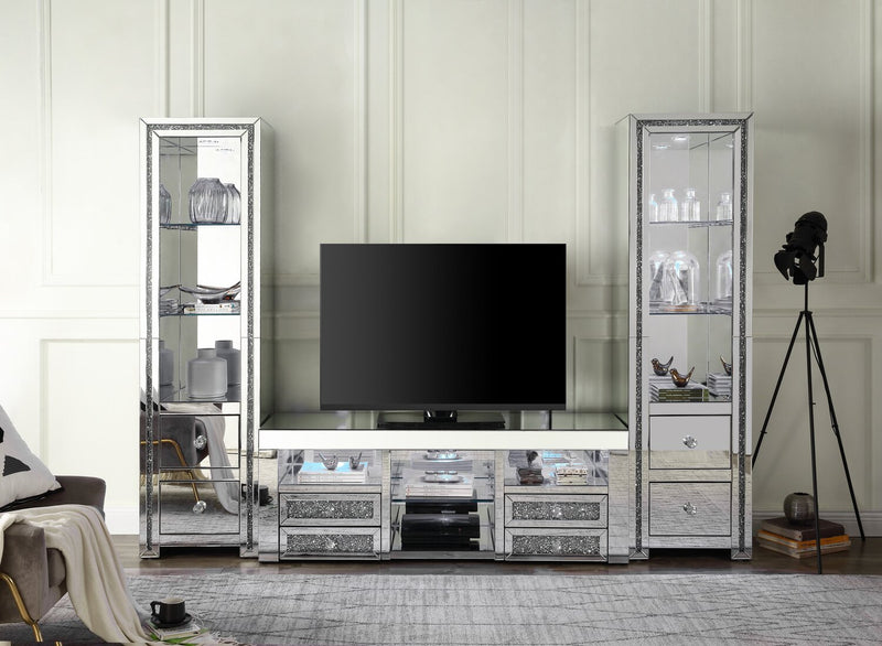 Oakley 59\" Glam TV Stand with Storage and Cable Management for TVs up to 65\"- Silver