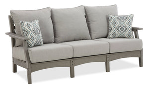 Cape Outdoor Patio Sofa - High Density Plastic & Nuvella Fabric, UV & Weather Resistant - Grey