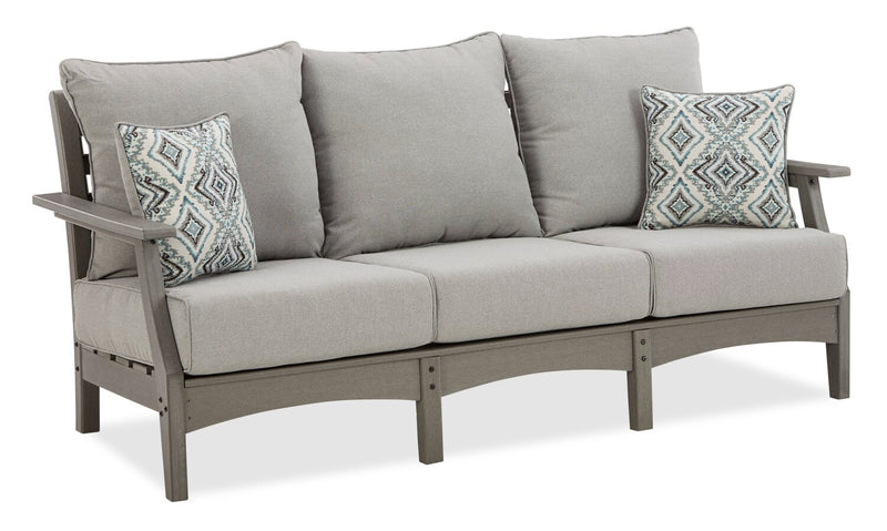 Cape Outdoor Patio Sofa - High Density Plastic & Nuvella Fabric, UV & Weather Resistant - Grey