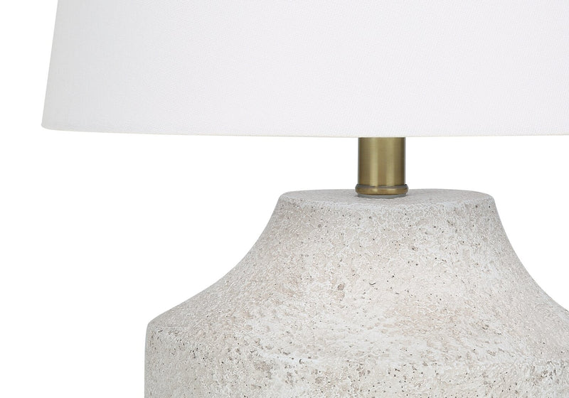20\" Cream Textured Concrete Table Lamp with Ivory Shade