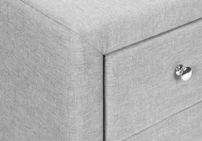 Zara Upholstered Bedside 2-Drawer Nightstand, 20.5\"W x 20.75\"H - Grey