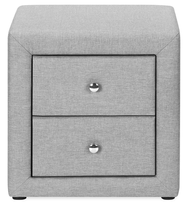 Zara Upholstered Bedside 2-Drawer Nightstand, 20.5\"W x 20.75\"H - Grey