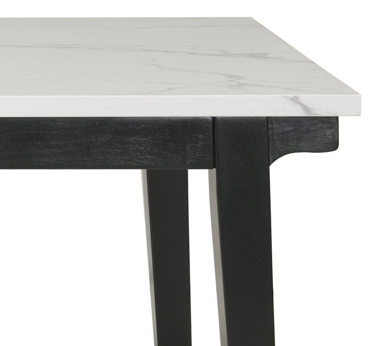 Verona 5pc Dining Set with Table & 4 Chairs, Culture Marbled Top, 60\"W - White
