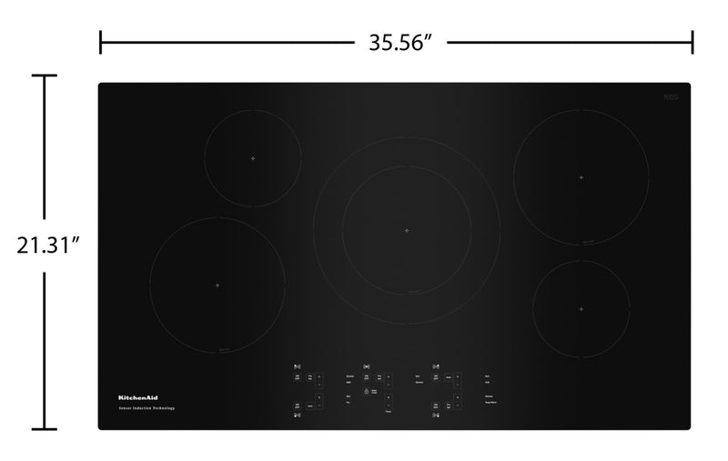 KitchenAid 36\" 5-Element Induction Cooktop - Black - KCIG556JBL