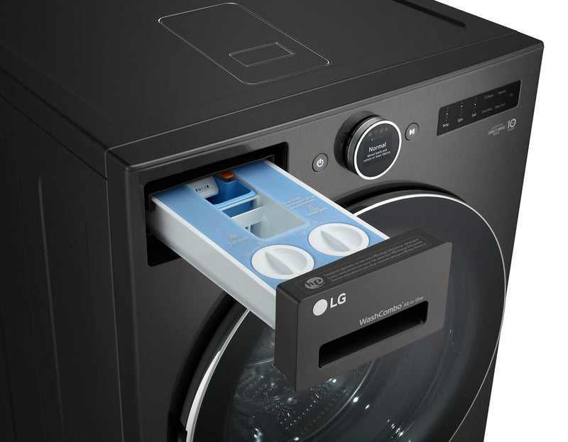 LG 5.7 Cu. Ft. Smart Front-Load High-Efficiency Steam All-in-One Laundry - Black Steel - WM6998HBA