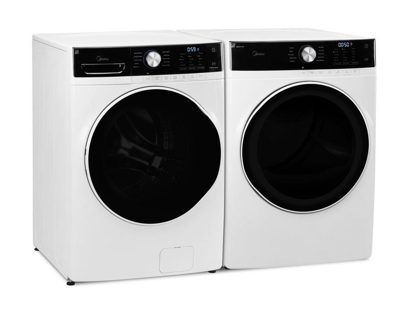 Midea 5.2 Cu. Ft. Front-Load Washer and 8 Cu. Ft. Electric Dryer - White