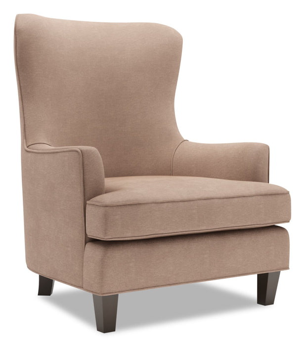 Made in Canada Sofa Lab Customizable Wingback 32\" Linen-Look Fabric Accent Chair - Pax Wicker Brown
