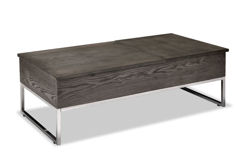 Echo 47.25\" Modern Lift Top Coffee Table with Storage - Brown with Silver Metal Legs